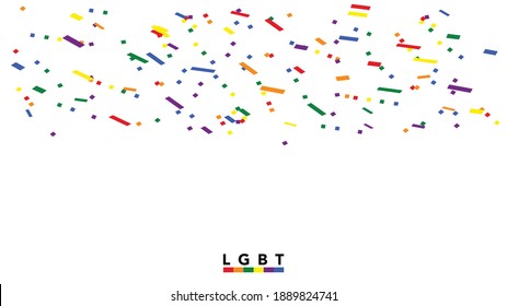 Colorful Paper Blast Confetti LGBT Rainbow  isolated on white background,Vector illustration EPS 10