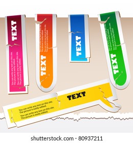 Colorful paper bookmarks. Vector set