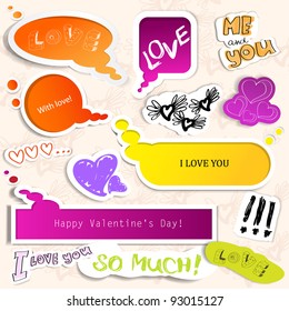 Colorful paper bubble for speech. Valentines day.