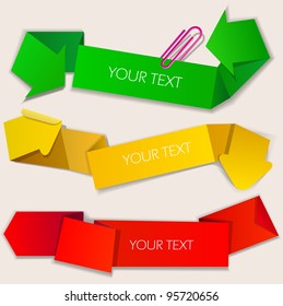Colorful paper bubbles for speech. Arrow