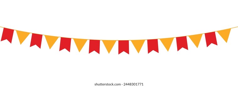 Colorful paper bunting party flags isolated on white background. Vector party flags .