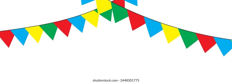 Colorful paper bunting party flags isolated on white background. Vector party flags .