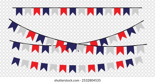 Colorful paper bunting party flags. Party decoration. Celebration flags for decor, Vector party flags .
