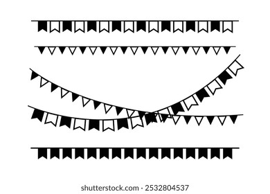 Colorful paper bunting party flags. Party decoration. Celebration flags for decor, Vector party flags .