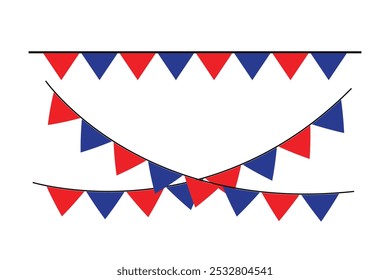 Colorful paper bunting party flags. Party decoration. Celebration flags for decor, Vector party flags .