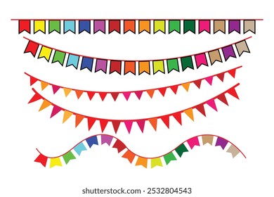 Colorful paper bunting party flags. Party decoration. Celebration flags for decor, Vector party flags .