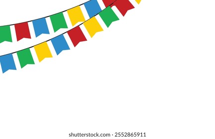 Colorful paper bunting party flags isolated on white background  design Template, . Vector illustration . EPS 10