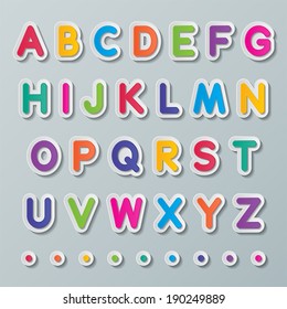 colorful paper capital alphabet letters a to z fonts. vector.