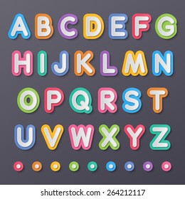 Colorful Paper Capital Alphabet Letters A To Z Fonts. Vector.  