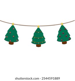 Colorful paper Christmas tree garland with festive decorations, perfect for holiday celebrations and home decor. Adds a cheerful and festive atmosphere to any space.