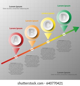 Colorful paper circle with mile stone on colorful arrow for website presentation cover poster vector design info graphic illustration concept