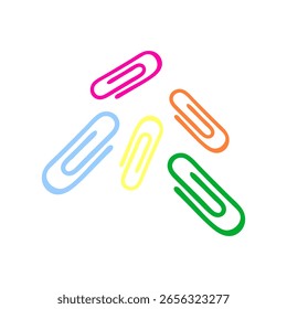 Clipes de papel coloridos em ilustração vetorial plana