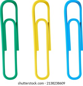 Coloridos clips de papel, ilustración, vector sobre un fondo blanco.