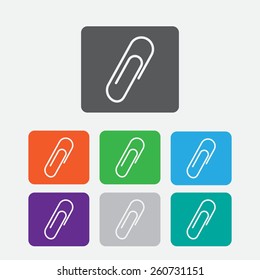 Colorful paper clips set . Rounded square buttons .