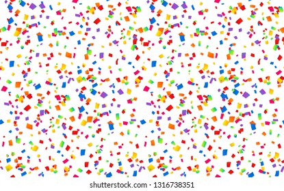 Colorful paper confetti on white background vector carnival and birthday seamless pattern tile