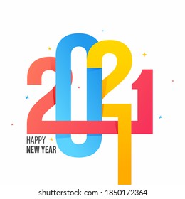 Colorful Paper Cut 2021 Number On White Background For Happy New Year Celebration.