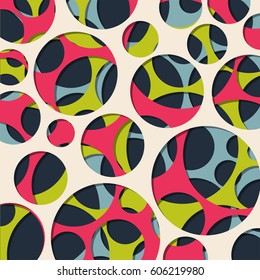 Colorful paper cut with circles vector 3D pattern modern design background