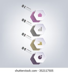 Colorful Paper Cut Infographics Design - Rounded Hexagons