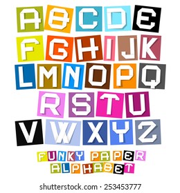 Colorful Paper Cut Vector Funky Alphabet