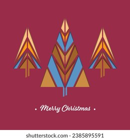 Colorful Paper Cut Xmas Trees on Pink Background for Merry Christmas Celebration.