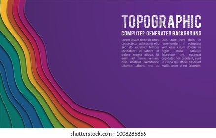 Colorful paper cutout. Paper cut banner concept. Paper carve blue gradient for card poster brochure flyer design in blue colors. 3d abstract background