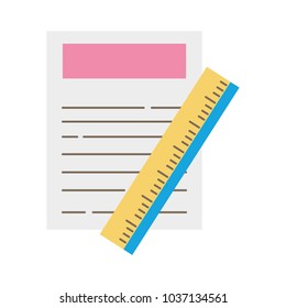 colorful paper document with ruler object design