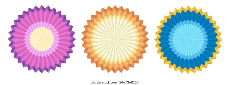 Colorful paper fans - hand drawn vector illustration.