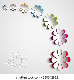 Colorful Paper flowers on white background - vector