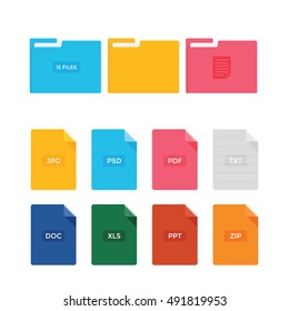 Colorful paper and folder icon with different color