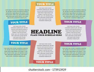 Colorful Paper folding Vector Layout Design Template with area for texts