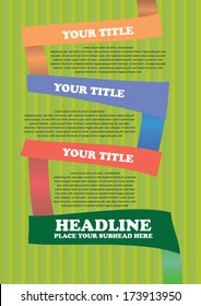 Colorful Paper folding Vector Layout Design Template with area for texts