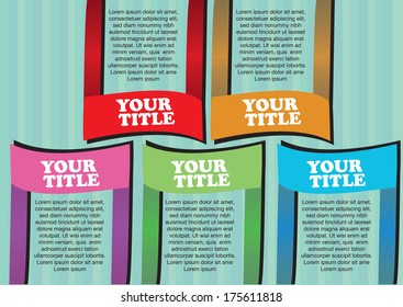 Colorful Paper folding Vector Layout Design Template with area for texts