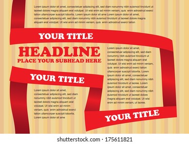 Colorful Paper folding Vector Layout Design Template with area for texts