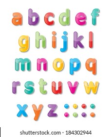 colorful paper font signs. Small alphabet letters A-Z. vector.