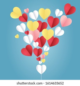 Colorful paper heart shaped - Vector