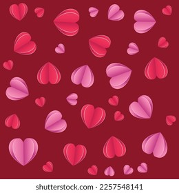 patrón de formas de corazón de papel colorido - fondo del día de amor y San Valentín