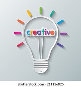 colorful paper idea light bulb. creative business concept. vector.