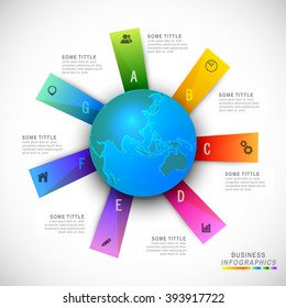 Se pueden utilizar elementos de infografía de papel coloridos con iconos web para diseño de flujo de trabajo, banner, presentación profesional y diseño web.