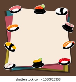 Colorful Paper and Japanese Sushi Stickers 