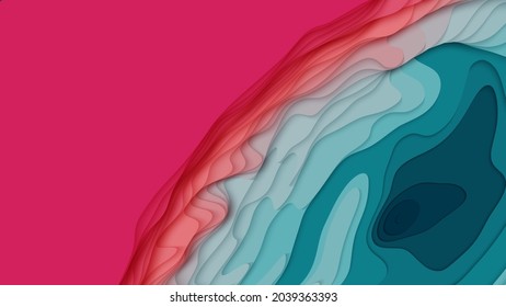 Colorful paper layers. 3D abstract gradient papercut. Colorful origami shape concept