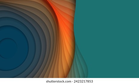 Colorful paper layers. 3D abstract gradient papercut. Colorful origami shape concept