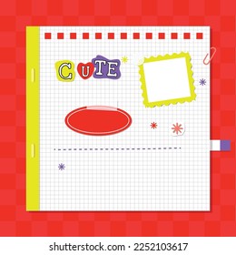 colorful paper note background, cute paper background, paper note, cute stationery, cute frame,office element tool