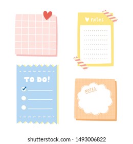 Colorful paper notes collection. Vector illustration.