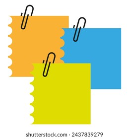 Colorful Paper Notes with Paperclips. Vector illustration. EPS 10.