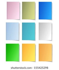 Colorful paper notes. Set of nine papers