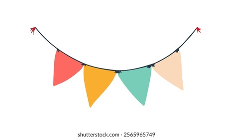 Colorful paper party flags. Vector image isolated on white background.