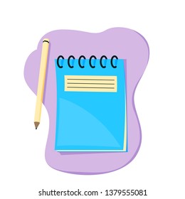 colorful paper and pencil flat vector illustration