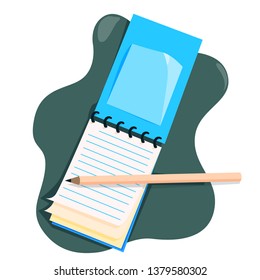 colorful paper and pencil flat vector illustration