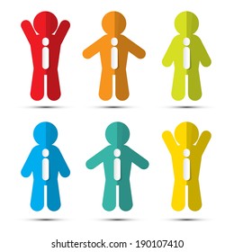 Colorful Paper People Icons with Ties