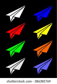 colorful paper plane flat